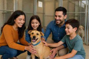 Family Adopting A Shelter Dog